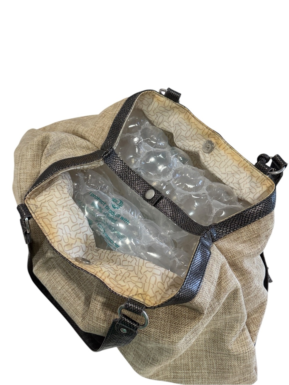Usher Soft Burlap Textured Vegan Leather Straps Accents Hobo Bag Purse - Picture 8 of 13